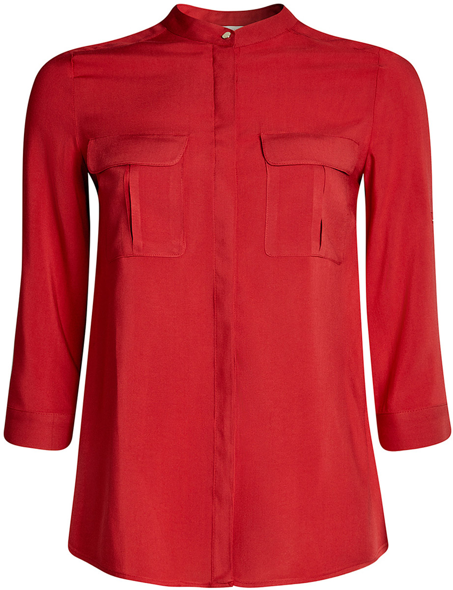 Блуза женская oodji Ultra, цвет: красный. 11403225-3B/26346/4500N. Размер 40-170 (46-170)