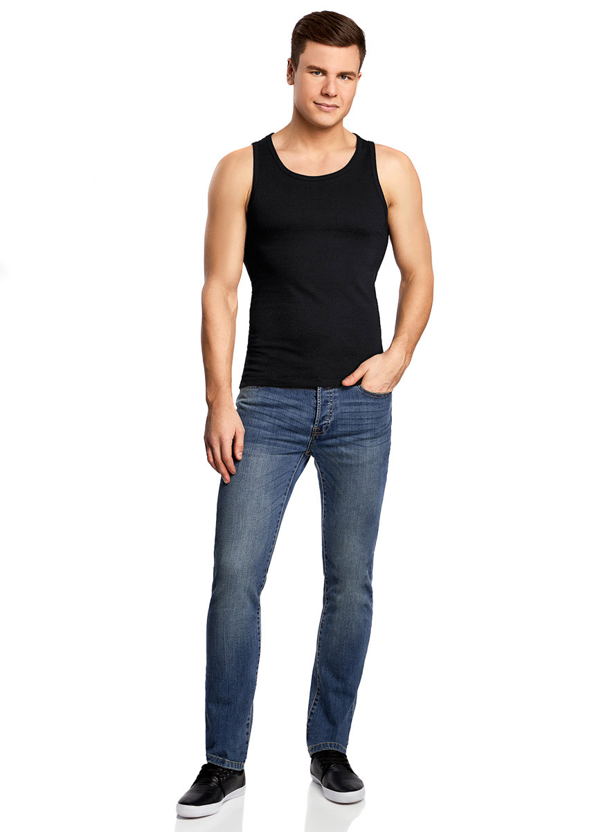 Майка мужская oodji Basic, цвет: черный. 5B710002M/44260N/2900N. Размер XS (44)5B710002M/44260N/2900N Майка мужская oodji Basic, цвет: черный. 5B710002M/44260N/2900N. Размер XS (44)5B710002M/44260N/2900NМужская базовая майка oodji выполнена из натурального хлопка. Майка с круглым вырезом горловины.