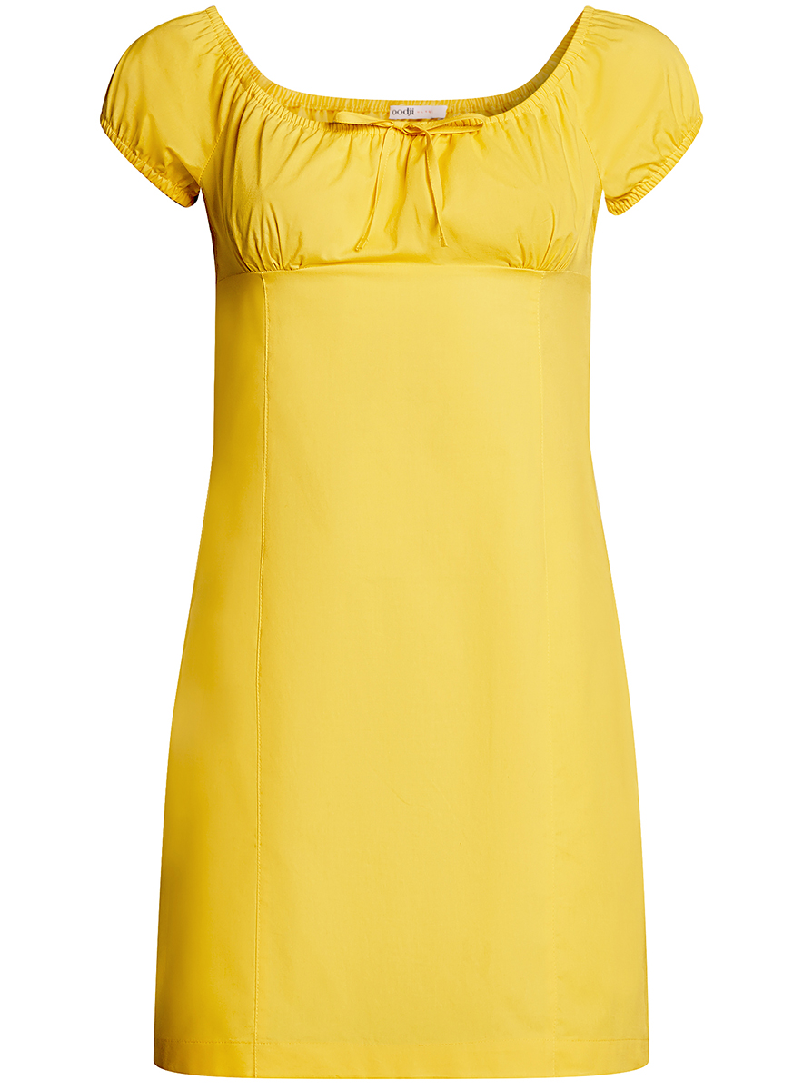 Платье oodji Ultra, цвет: лимонный. 11902047-2B/14885/5100N. Размер 34-170 (40-170)