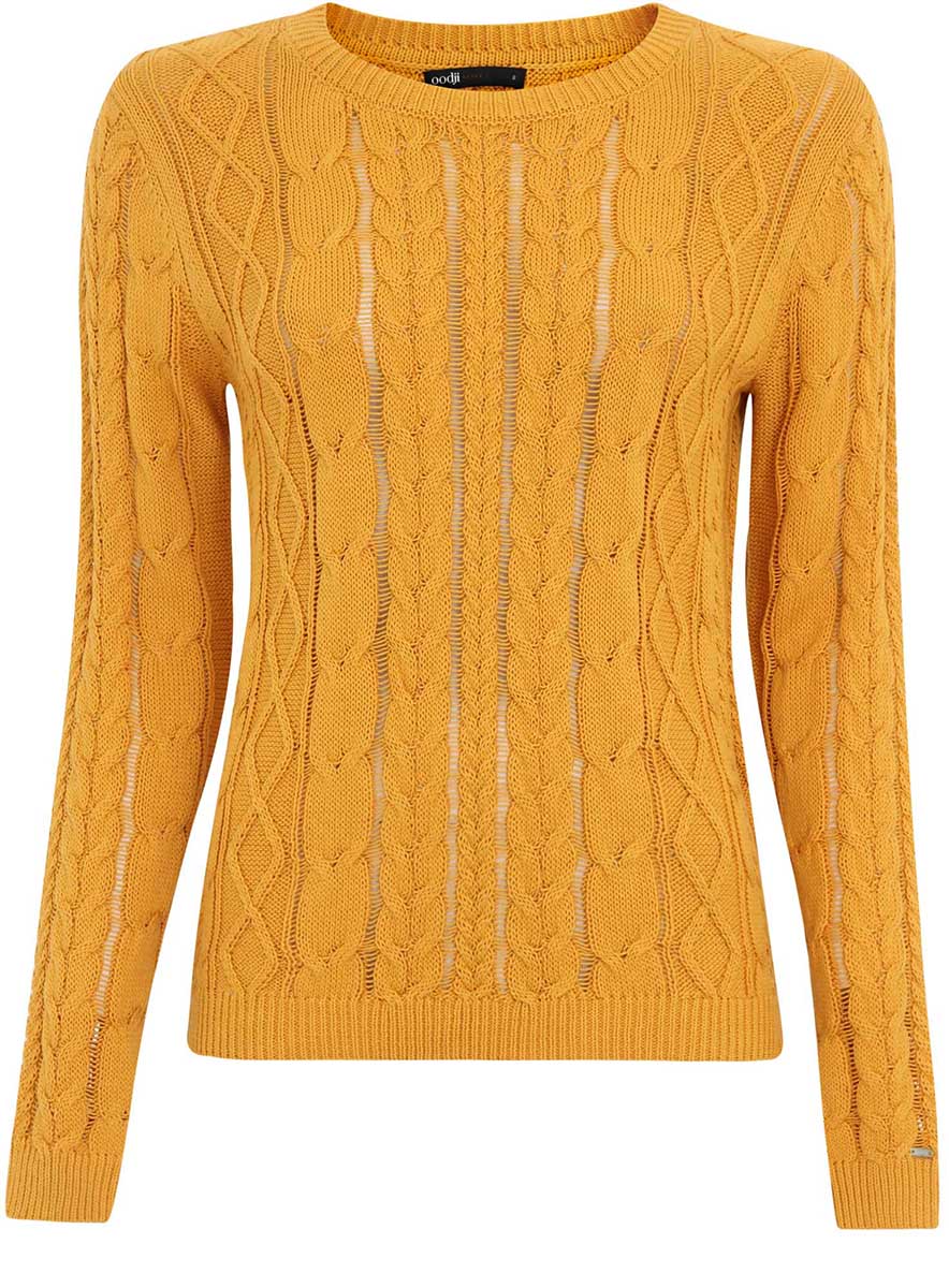Джемпер женский oodji Ultra, цвет: желтый. 63807280/43064/5200N. Размер XL (50)63807280/43064/5200N Джемпер женский oodji Ultra, цвет: желтый. 63807280/43064/5200N. Размер XL (50)63807280/43064/5200NУютный женский джемпер с круглым вырезом горловины и длинными рукавами выполнен объемной вязкой.