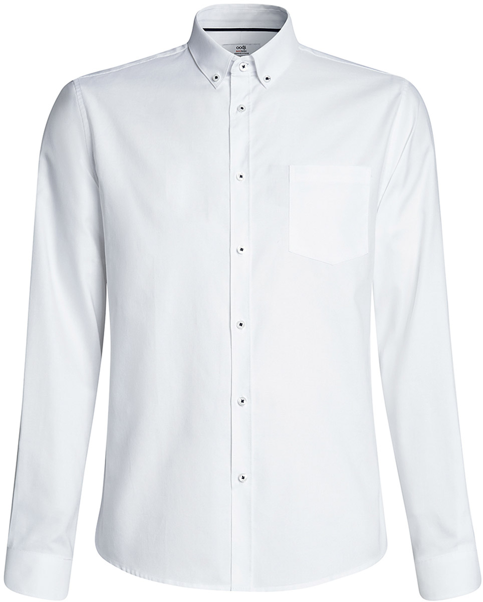 Рубашка мужская oodji Basic, цвет: белый. 3B110007M/34714N/1000N. Размер 44-182 (56-182)