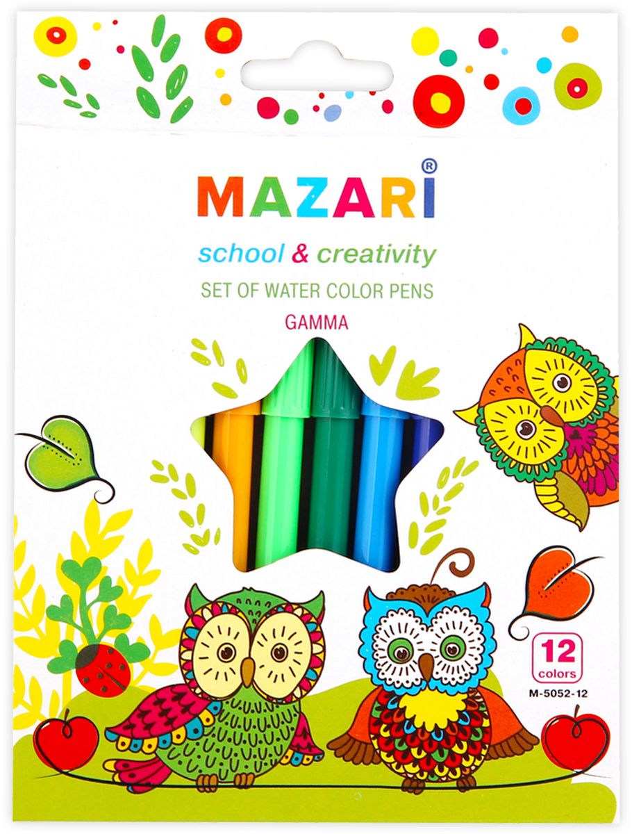 Mazari Набор фломастеров Gamma 12 цветовМ-5052-12 Mazari Набор фломастеров Gamma 12 цветовМ-5052-12Яркий и практичный набор фломастеров Mazari Gammaс продуманной палитрой цветов, непременно понравится вашему юному художнику. В наборе 12 разноцветных фломастеров. Корпус фломастера из пластика предохраняет чернила от преждевременного высыхания, а вентилируемый колпачок гарантирует длительный срок службы.