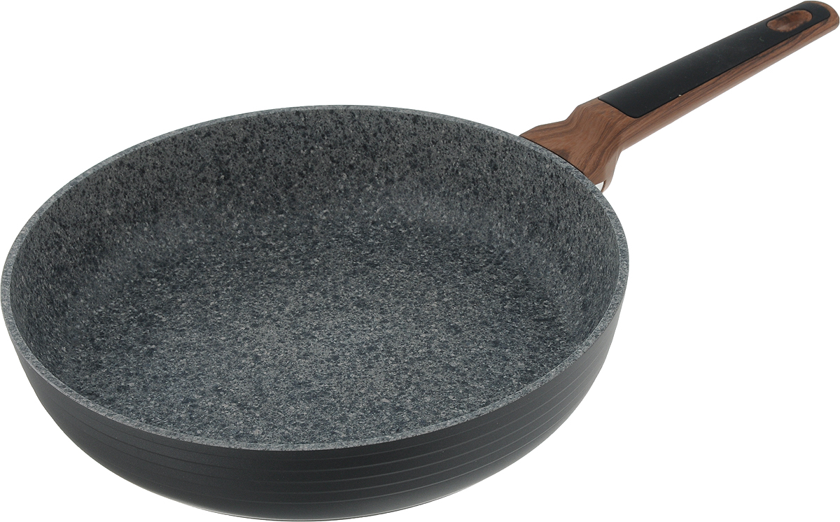 Сковорода Fissman Diamond Grey, с антипригарным покрытием. Диаметр 28 смAL-4303.28 Сковорода Fissman Diamond Grey, с антипригарным покрытием. Диаметр 28 смAL-4303.28Сковорода Fissman Diamond Grey изготовлена из литого алюминия с новым 5-слойным профессиональным покрытием EcoStone. Это устойчивое к царапинам и износу покрытие, усиленное вкраплениями каменных частиц. Усовершенствованная технология обеспечивает наилучшие эксплуатационные свойства, прочность и долговечность. Толстое дно сковороды рационально распределяет тепло, а удобная ручка из бакелита с силиконовой вставкой не нагревается и не скользит в руках. Уникальный, притягивающий дизайн сковороды Fissman Diamond Grey не оставит вас равнодушными.Подходит для газовых, электрических, стеклокерамических плит, а также индукционных. Можно мыть в посудомоечной машине. Высота стенки: 6 см. Длина ручки: 19 см.