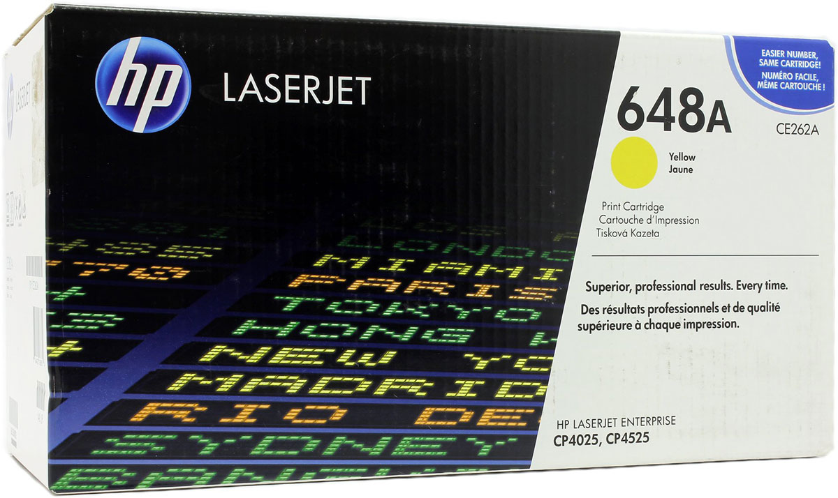 HP CE262A, Yellow тонер-картридж для Color LaserJet CP4025/CP4525CE262A HP CE262A, Yellow тонер-картридж для Color LaserJet CP4025/CP4525CE262AРасходные материалы HP Color LaserJet 647 обеспечивают высокую производительность и экономят время и расходные материалы. Надежная печать деловых документов профессионального качества. Картриджи HP разработаны для использования с вашим принтером.Оригинальные картриджи HP с тонером ColorSphere обеспечивают четкий желтый цвет при печати деловых документов. Тонер HP гарантирует неизменно высокие результаты и профессиональное качество лазерной печати на различных носителях.Низкие расходы на печать и высокая эффективность работы. Картриджи для принтеров HP Color LaserJet гарантируют безотказную печать неизменно высокого качества. Благодаря своей исключительной надежности эти картриджи обеспечивают бесперебойную работу и позволяют снизить затраты на расходные материалы.Выберите черный картридж в соответствии с вашими потребностями. Этот стандартный картридж идеально подходит для повседневной офисной печати. Интеллектуальная система, встроенная в оригинальные картриджи HP, упрощает мониторинг расхода тонера и процедуру заказа расходных материалов.