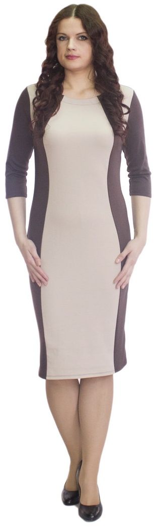 Платье Rosa Blanco, цвет: темно-коричневый, бежевый. 33049-26-42. Размер 6233049-26-42 Платье Rosa Blanco, цвет: темно-коричневый, бежевый. 33049-26-42. Размер 6233049-26-42Модное платье Rosa Blanco станет отличным дополнением к вашему гардеробу. Модель изготовлена из сочетания качественных материалов. Платье-миди выполнено с удобным приталенным силуэтом и рукавами 3/4. Изделие имеет круглый вырез горловины. Модель без застежек. Платье приобретает особый шарм за счет контрастной вставки по центру.