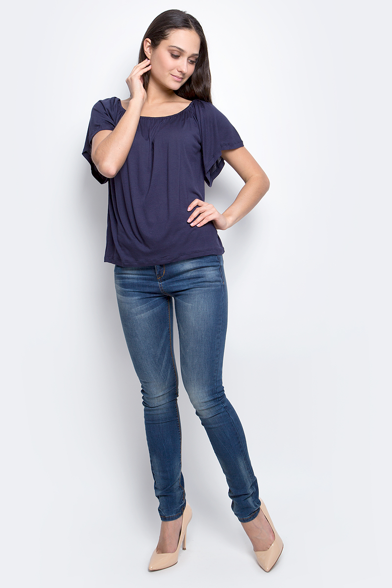 Футболка женская Baon, цвет: темно-синий. B237048. Размер L (48)B237048_Dark Navy Футболка женская Baon, цвет: темно-синий. B237048. Размер L (48)B237048_Dark NavyЖенская футболка Baon выполнена из 100% вискозы. Модель с короткими рукавами и круглым вырезом горловины.