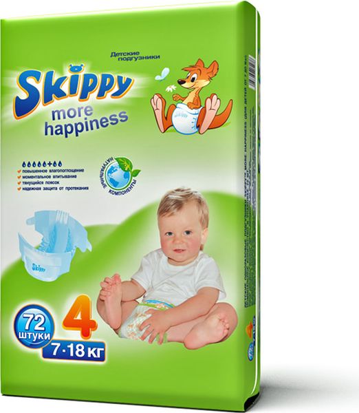 Skippy Подгузники детские More Happiness 7-18 кг 72 шт