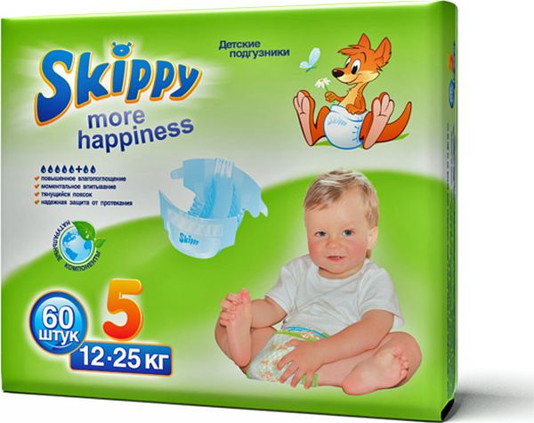 Skippy Подгузники детские More Happiness 12-25 кг 60 шт