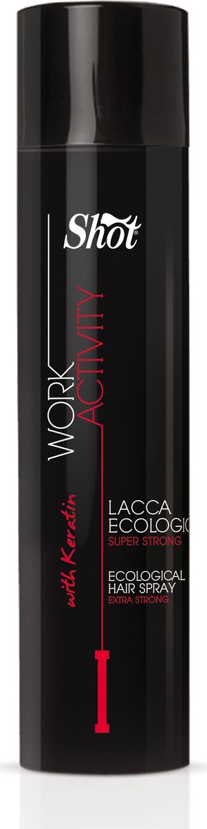 Shot Work Activity Ecological Hairspray Extra Strong - Экологический лак супер-сильной фиксации 400 млSHWA103 Shot Work Activity Ecological Hairspray Extra Strong - Экологический лак супер-сильной фиксации 400 млSHWA103Предназначен для ослабленных волос и чувствительной кожи головы.Обладает составом, обогащенным питательными компонентами, и потрясающим уровнем фиксации, позволяющим сохранять форму самых сложных и праздничных укладок.Содержит минимальное количество «вредных» составляющих, способных вызывать аллергические реакции, раздражать восприимчивую кожу и ослаблять пряди.Их место занимают натуральный высококачественный кератин - основной строительный материал каждого волоска, коллаген и антиоксидантный витаминный комплекс.Столь насыщенный питательный коктейль омолаживает и восстанавливает травмированные локоны, наполняет их ослепительным блеском и шелковистостью.С лаком Shot Work Activity Ecological Hairspray Extra Strong укладку будет иметь ухоженный аккуратный вид в течение всего дня, а волосы станут красивыми и здоровыми!