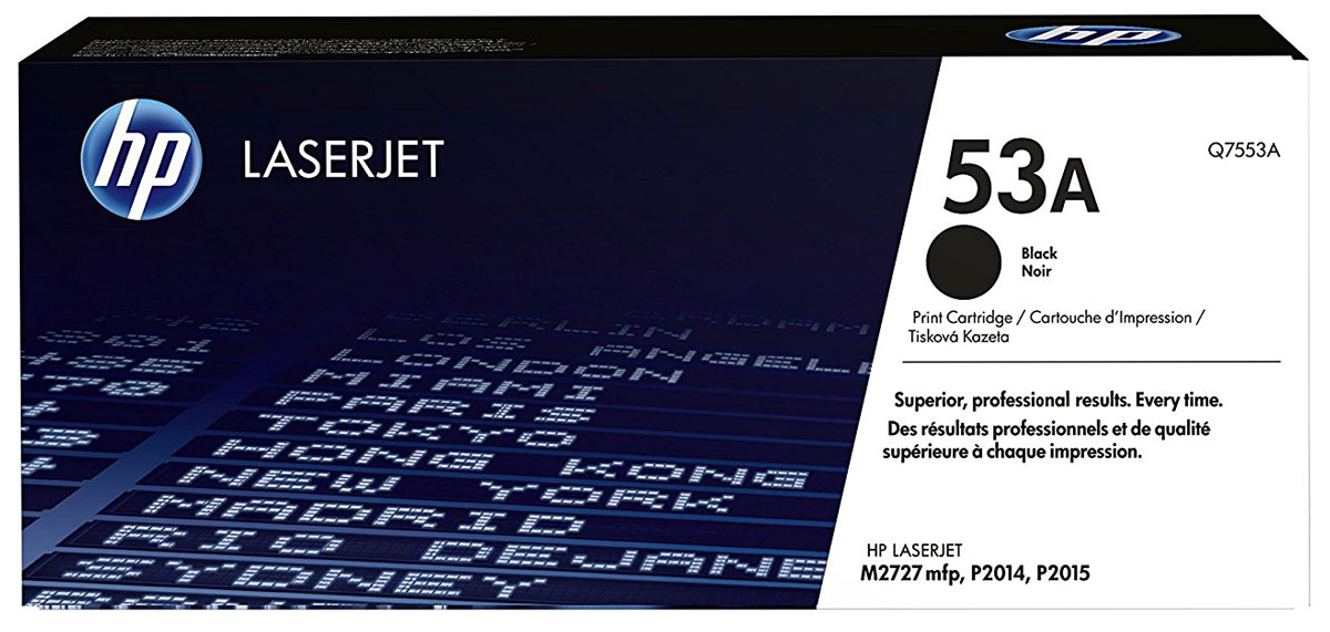HP Q7553A (53A), Black тонер-картридж для LaserJet M2727/P2015Q7553A HP Q7553A (53A), Black тонер-картридж для LaserJet M2727/P2015Q7553AТонер-картридж HP Q7553A (53A) обеспечивает стабильно высокое качество и производительность.Оригинальные картриджи HP LaserJet обеспечивают высочайшую скорость печати и превосходное качество.