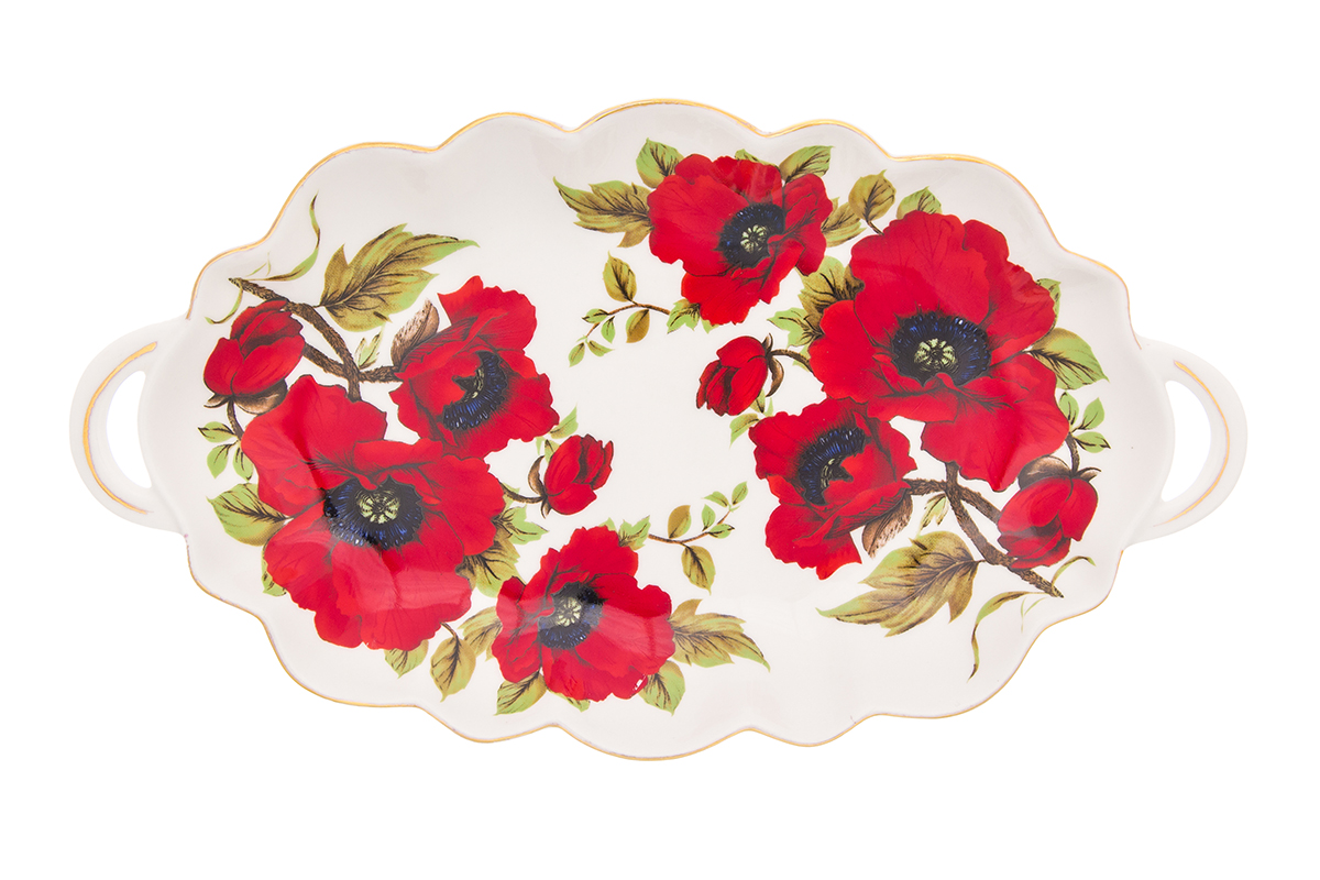 Блюдо для нарезки Elan Gallery Маки, 26 х 14,5 см740337 Блюдо для нарезки Elan Gallery Маки, 26 х 14,5 см740337Блюдо для нарезки Elan Gallery Маки, изготовленное из керамики, прекрасно подойдет для подачи нарезок, закусок и других блюд. Блюдо дополнено двумя удобными ручками и оформлено цветочным рисунком. Такое блюдо украсит сервировку вашего стола и подчеркнет прекрасный вкус хозяйки. Не рекомендуется применять абразивные моющие средства. Не использовать в микроволновой печи.Размер блюда по верхнему краю: 26 х 14,5 см. Высота блюда: 2,5 см.