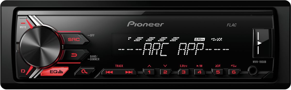 Pioneer MVH-190UB автомагнитола1025106 Pioneer MVH-190UB автомагнитола1025106Модель Pioneer MVH-190UB создана специально для цифровой музыки и современных носителей информации. К ней можно подключить смартфон на Android, а также другие устройства через USB порт или дополнительный Aux-вход на фронтальной панели. При этом вы можете одновременно слушать любимую музыку и заряжать аккумулятор телефона. Вы также можете настроится на одну из 24 предустановленных FM радиостанций, чтобы получать ещё больше музыкального контента.Встроенный усилитель MOSFET с выходной мощностью 4 х 50 Вт позволяет воспроизводить музыку в высоком качестве. Для того, чтобы увеличить мощность, можно воспользоваться RCA выходом на тыловой панели устройства для подключения дополнительного сабвуфера или усилителя.Эта модель имеет короткое шасси ( корпус на 41% короче обычного), что существенно упрощает ее установку в автомобиле.