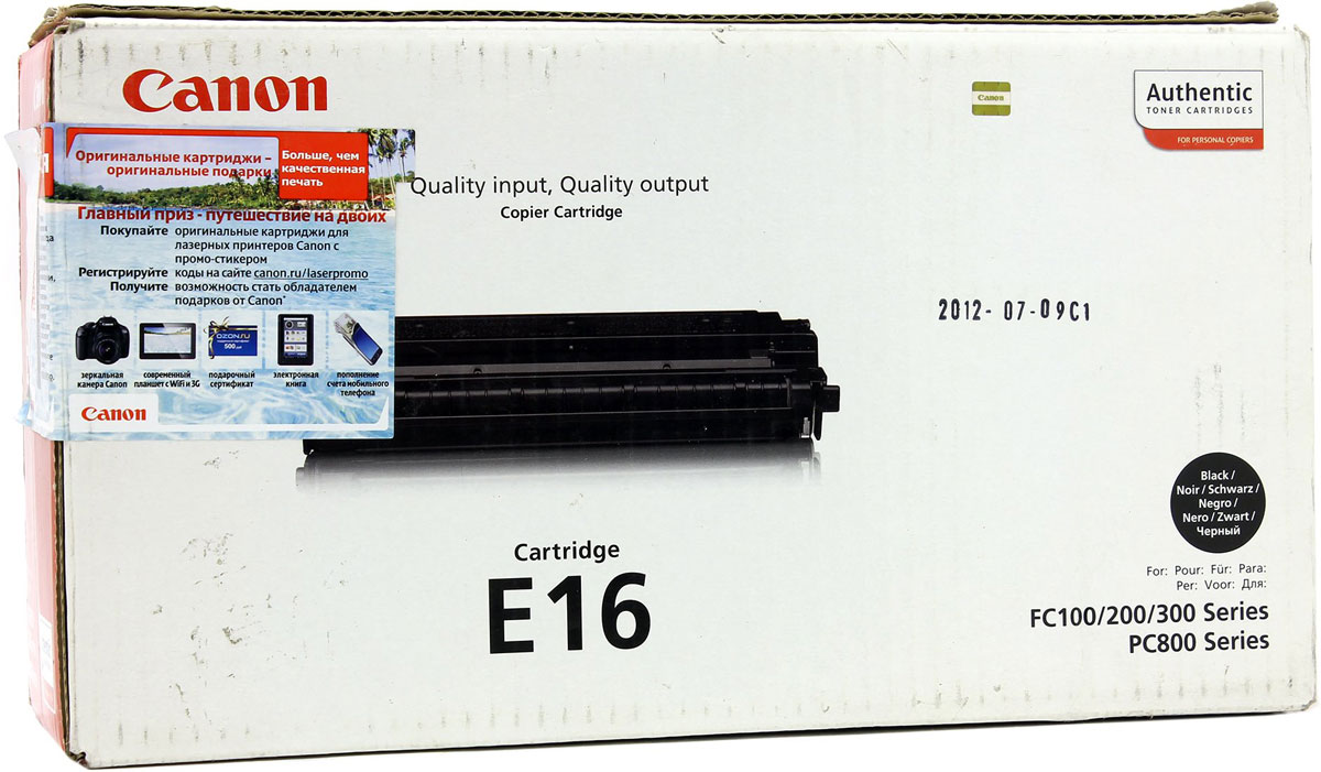 Canon E-16, Black картридж для FC-2xx/3xx/530/7xx1492A003 Canon E-16, Black картридж для FC-2xx/3xx/530/7xx1492A003Получайте красивые монохромные отпечатки без полос с помощью картриджа Canon E-16, который идеально подходит для принтера FC-2xx/3xx/530/7xx и рассчитан приблизительно на 2000 страниц.