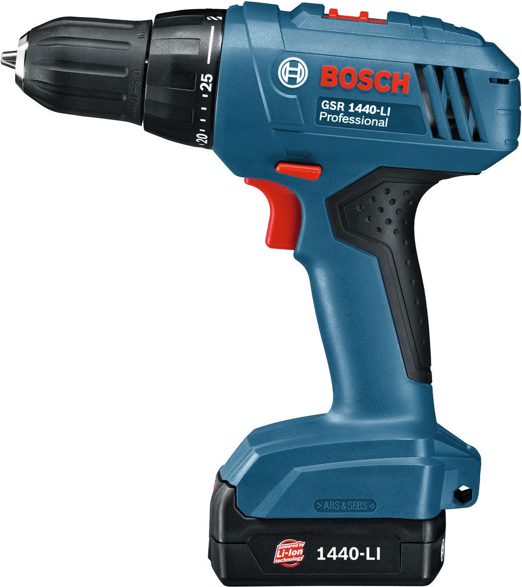 Аккумуляторная дрель-шуруповерт Bosch GSR 1440-Li. 06019A840706019A8407 Аккумуляторная дрель-шуруповерт Bosch GSR 1440-Li. 06019A840706019A8407Характеристики инструмента:Отсутствие эффекта памяти: аккумулятор можно заряжать вне зависимости от уровня его заряда без ущерба для ячеекОтсутствие потери мощности: мощность аккумулятора остается неизменной от начала до конца работыМинимальная саморазрядка: полностью заряженный аккумулятор готов к работе, даже если он не использовался несколько месяцевБыстрозажимной сверлильный патрон Auto-Lock для бит и сверл на 10 мм с высоким усилием зажимаКольцо регулировки крутящего момента 25+1: прогрессивно возрастающий крутящий момент обеспечивает точную подстройку при заворачивании шурупов любого размераКомплектация:Быстрозарядное устройство AL 1814 CV 2607225728Чемоданчик2 аккумулятора Li-Ion емкостью 1,5 А•ч 1600Z00030