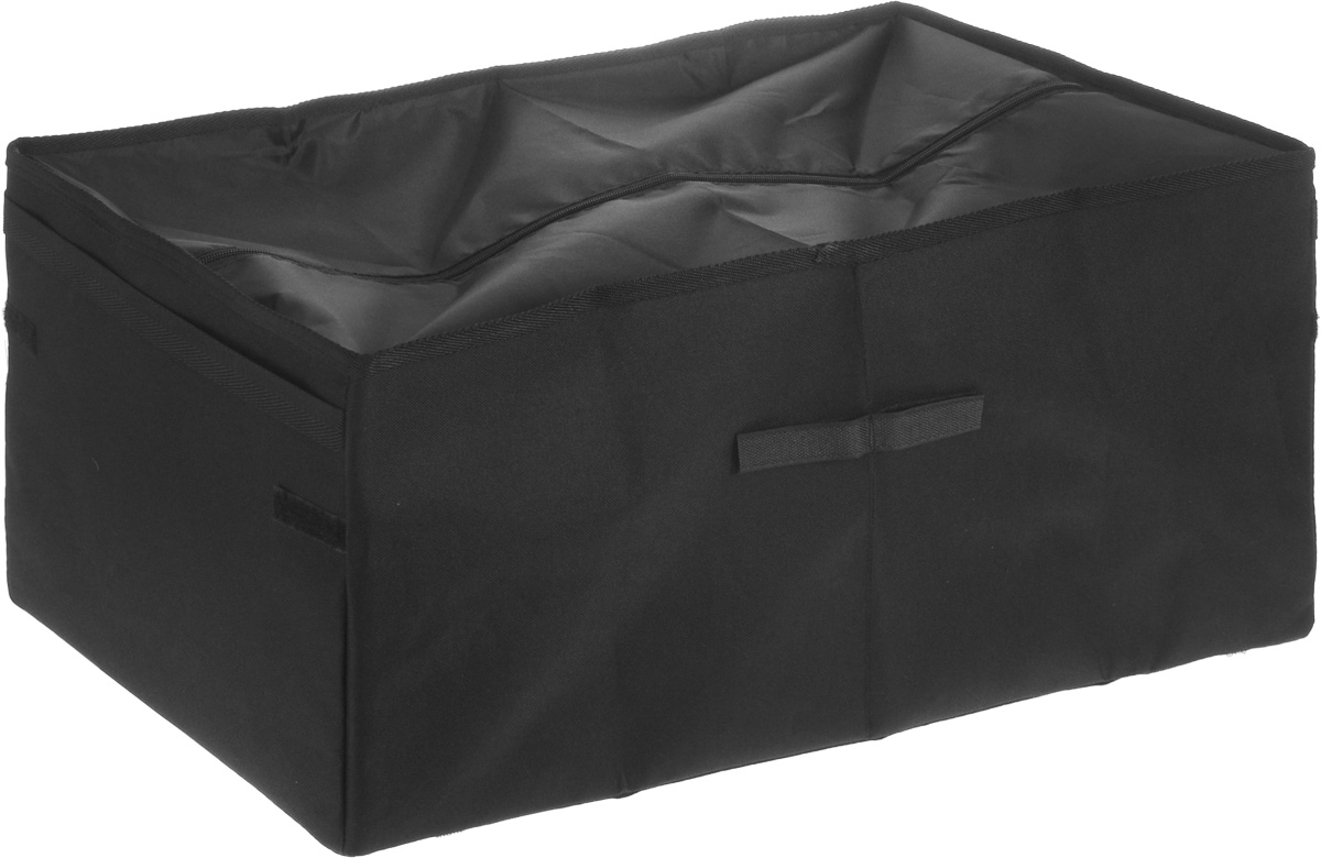 Органайзер в багажник Comfort Address, складной, 58 х 35 х 32 смbag 061 Органайзер в багажник Comfort Address, складной, 58 х 35 х 32 смbag 061Органайзер в багажник Comfort Address выполнен из крепкой непромокаемой ткани. Содержит два отделения, которые позволят вместить все, что разложено по углам багажника. Спереди расположено три сетчатых кармана на резинке. На дне пришиты липучки, препятствующие передвижению органайзера по багажнику. Удобная крышка на молнии спрячет все, что лежит внутри, при необходимости ее можно убрать в сумку. Органайзер имеет складную конструкцию, поэтому когда он не нужен, занимает минимум места.
