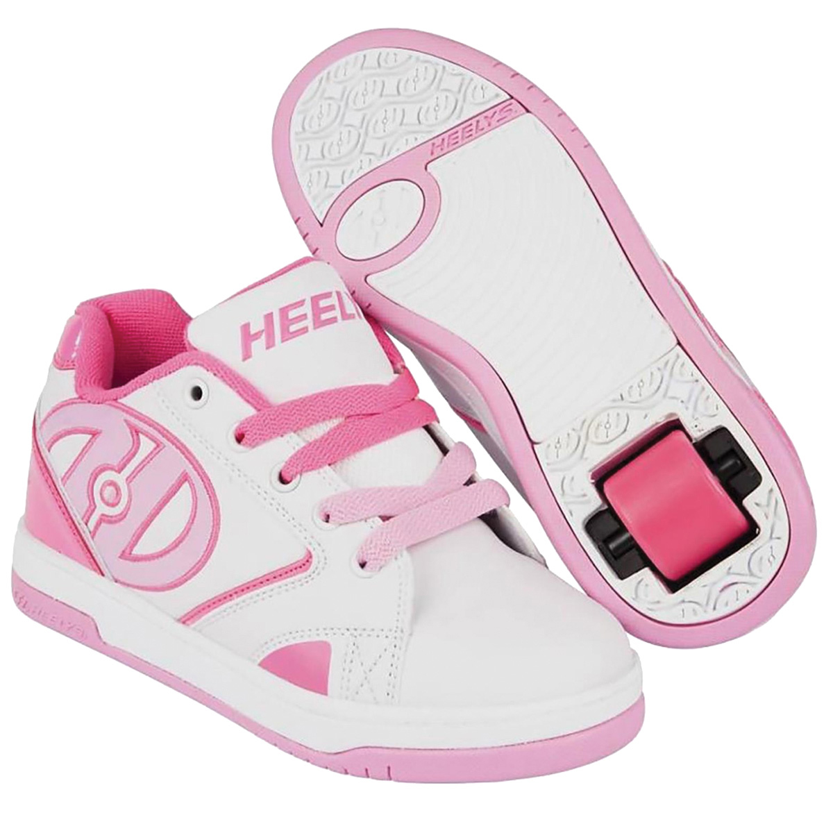 Кроссовки роликовые для девочки Heelys, цвет: белый, розовый. 770605. Размер 38 (37)