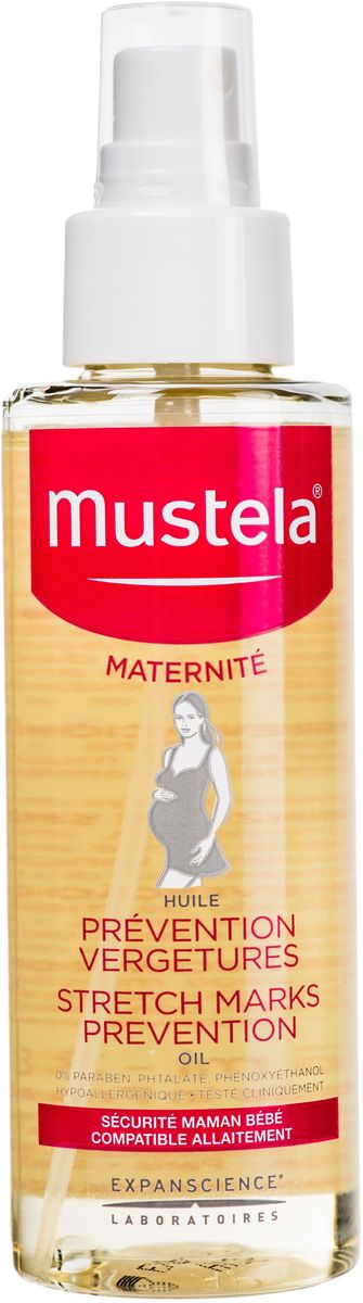 Mustela Maternity Масло для профилактики растяжек 105 млYASH65431 Mustela Maternity Масло для профилактики растяжек 105 млYASH65431Масло для ухода за кожей во время беременности и в послеродовой период для профилактики появления растяжек. Гипоаллергенная формула. Можно использовать в период грудного вскармливания. Не содержит парабены, фталаты, феноксиэтанол, бисфенолы A и S, кофеин и спирт.Свойства: Экстракт из семян люпина помогает коже противостоять появлению растяжек.Богатые питательными веществами и полезные масла граната, авокадо, шиповника и баобаба питают кожу, улучшают эластичность, делая ее мягкой и шелковистой.Товар сертифицирован.
