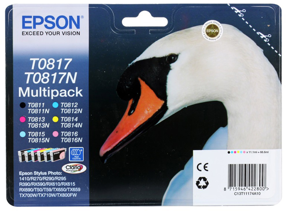 Epson T0817 Multipack (C13T11174A10) комплект картриджей для R270/RX590/T50/TX650/1410