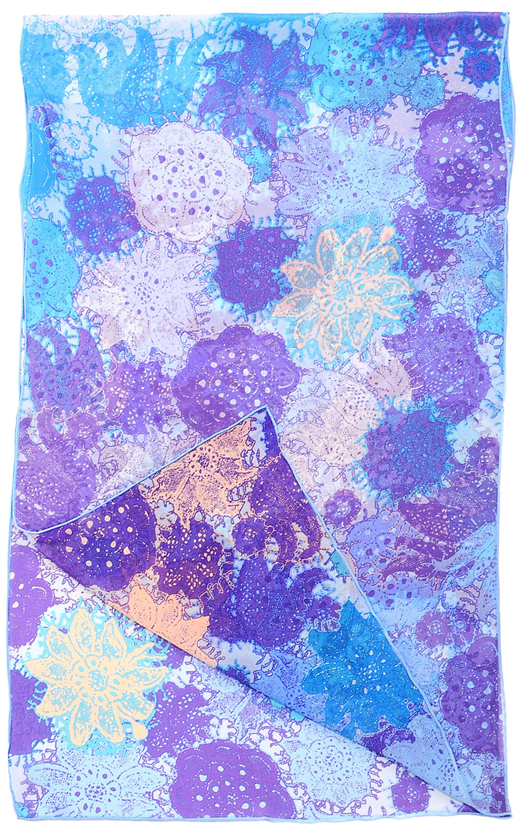 Платок женский Laccom, цвет: сиреневый, голубой. 3118. Размер 70 см х 70 см