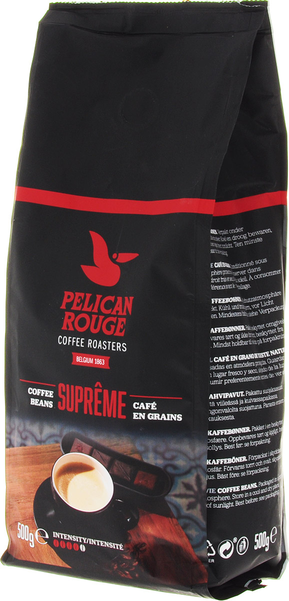 Pelican Rouge Supreme кофе в зернах, 500 г5410958119092 Pelican Rouge Supreme кофе в зернах, 500 г5410958119092Смесь зерен Арабики и Робусты наивысшего качества темной обжарки. Интенсивный сливочный вкус ириски с мягкой горчинкой и долгим послевкусием. Раскрывается ароматом темного шоколада.Кофе в зернах Pelican Rouge Supreme рекомендуется для приготовления эспрессо, капучино и кофейных напитков с молоком.