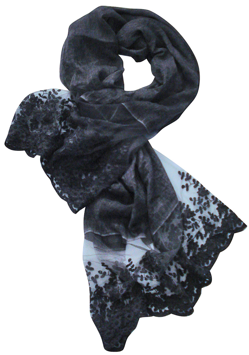 Палантин Laccom, цвет: черный. 3217. Размер 190 см х 85 см