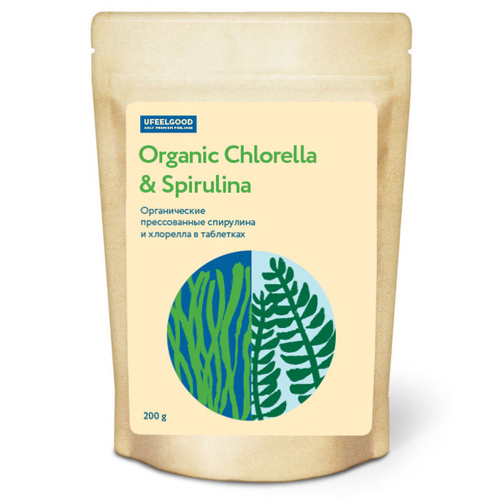 UFEELGOOD Organic Chlorella & Spirulina органические пресованные спирулина и хлорелла в таблетках, 200 г596 UFEELGOOD Organic Chlorella & Spirulina органические пресованные спирулина и хлорелла в таблетках, 200 г596Производитель рекомендует вам принимать 6 таблеток спрессованных водорослей в день, все сразу или 2-3 раза в течение дня. Таблетки лучше запивать водой и употреблять за 30 минут до еды. Если вы хотите свести к минимуму симптомы детоксикации, то мы рекомендуем вам начать с 3 таблеток в день в течение первой недели.Храните таблетки хлореллы и спирулины в сухом и прохладном месте.