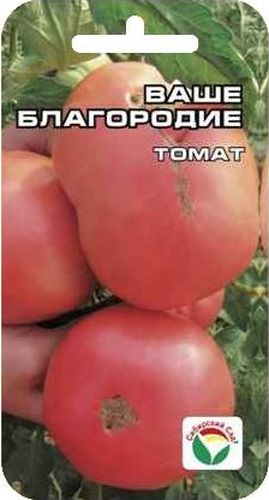 Семена Сибирский сад Томат. Ваше благородие, 20 штBP-00000465 Семена Сибирский сад Томат. Ваше благородие, 20 штBP-00000465Новый сорт томата с очень крупными плодами при росте куста 1,2-1,4 м. Все плоды на растении крупные, особенно первые - весом до 1 кг. Плоды розовые, плотные, но не жесткие. Мякоть нежная, сахаристая на изломе, плоды не трескаются, плодоношение длительное, растянутое. Урожайность - 6 кг с куста, то есть примерно ведро с куста. Сорт можно выращивать как в защищенном, так и в открытом грунте. При этом в открытом грунте достаточно пасынковать только до первой кисти. Посев на рассаду производят за 50-60 дней до высадки растений на постоянное место. Оптимальная постоянная температура прорастания семян 23-25°С. При высадке в грунт на 1 м2 размещают 5 растений. Сорт хорошо реагирует на полив и подкормки комплексными минеральными удобрениями. Для ускорения процесса всхожести семян, оздоровления растений, улучшения завязываемости плодов рекомендуется пользоваться специально разработанными стимуляторами роста и развития растений.
