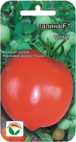 Семена Сибирский сад Томат. Галина, 15 штBP-00000480 Семена Сибирский сад Томат. Галина, 15 штBP-00000480Ранний высокоурожайный гибрид для открытого и защищенного грунта. Период от всходов до созревания плодов 100-105 дней. Растение детерминантного типа, среднеоблиственное, высотой 110-120 см. Первая кисть закладывается уже над 5-6 листом. последующие- через1-2 листа. В каждой кисти 5-6 красивых плотных плодов массой 180-200 г. Томаты интенсивно красной окраски, округлые с носиком, обладают такими замечательными качества, как отличный вкус и высокая транспортабельность. Выход стандартных плодов 99%, урожайность за первые два сбора 4,5 кг с 1 м2, на конец учета - 20 кг с 1 м2. Гибрид обладает комплексной устойчивостью к основным заболеваниям томатов. Посев на рассаду производят за 50-60 дней до высадки растений на постоянное место. Оптимальная постоянная температура прорастания семян 23-25°С. При высадке в грунт на 1 м2 размещают не более 3 растения. Выращивается в 1 - 2 стебля с подвязкой и пасынкованием.Для ускорения процесса всхожести семян, оздоровления растений, улучшения завязываемости плодов рекомендуется стимуляторы роста и развития растений.