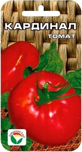 Семена Сибирский сад Томат. Кардинал, 20 штBP-00000534 Семена Сибирский сад Томат. Кардинал, 20 штBP-00000534Популярный сорт крупноплодного томата. Среднеспелый, индетерминантного типа, высотой 100-190 см. Плоды красивой сердцевидной формы, ярко-малиновой окраски, массой до 900 г. Очень мясистые и вкусные. Используются в свежем виде и для заготовок на зиму. Выращивается в 1-2 стебля в пленочных укрытиях и открытом грунте.