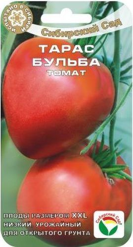 Семена Сибирский сад Томат. Тарас Бульба, 20 штBP-00000681 Семена Сибирский сад Томат. Тарас Бульба, 20 штBP-00000681Среднеспелый низкорослый крупноплодный сорт для открытого грунта и пленочных укрытий. Селекционирован в сложных климатических условиях сибирского региона, хорошо растет и плодоносит в условиях открытого грунта, позволяя с минимумом затрат получить урожай крупных и вкусных сердцевидных плодов массой до 500 г.Растение высотой 0,8-0,9 м, пасынкуется до первой кисти. В кисти 3-4 розовых плода в форме сердца, средней массой 300 г, с плотной мякотью и отличным вкусом. Сорт стабильно урожайный, до 9 кг/м2.Сорт отзывчив к поливу и регулярным подкормкам комплексными удобрениями, чувствителен к недостатку бора и калия в почве.