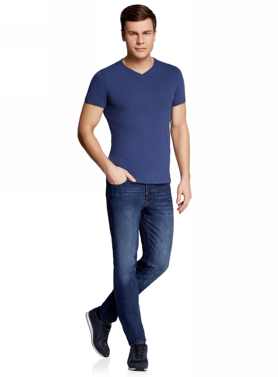 Футболка мужская oodji Basic, цвет: синий. 5B612001M/44135N/7500N. Размер XL (56)5B612001M/44135N/7500N Футболка мужская oodji Basic, цвет: синий. 5B612001M/44135N/7500N. Размер XL (56)5B612001M/44135N/7500NБазовая футболка с V-образным вырезом горловины и короткими рукавами выполнена из натурального хлопка.