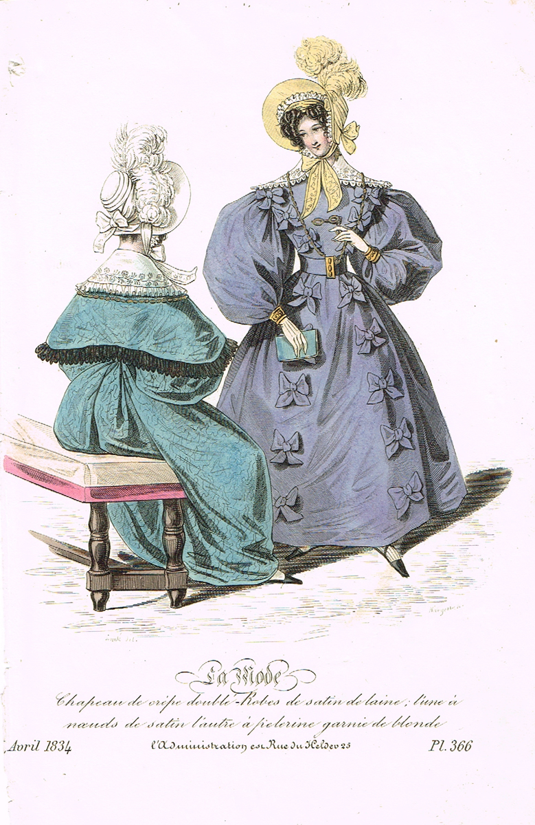 Дамская парижская мода (апрель 1834 года). Литография. Франция, 1830-е гг.