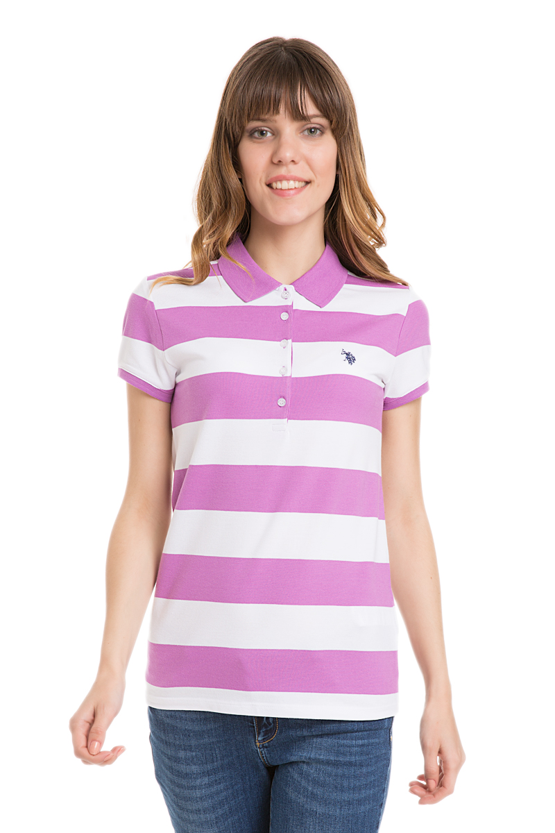 Поло женское U.S. Polo Assn., цвет: лиловый, белый. G082GL0110GUNDA-IY06. Размер L (48)G082GL0110GUNDA-IY06 Поло женское U.S. Polo Assn., цвет: лиловый, белый. G082GL0110GUNDA-IY06. Размер L (48)G082GL0110GUNDA-IY06Стильная футболка-поло с короткими рукавами и отложным воротником выполнена из натурального эластичного хлопка. На груди модель застегивается на пуговицы.