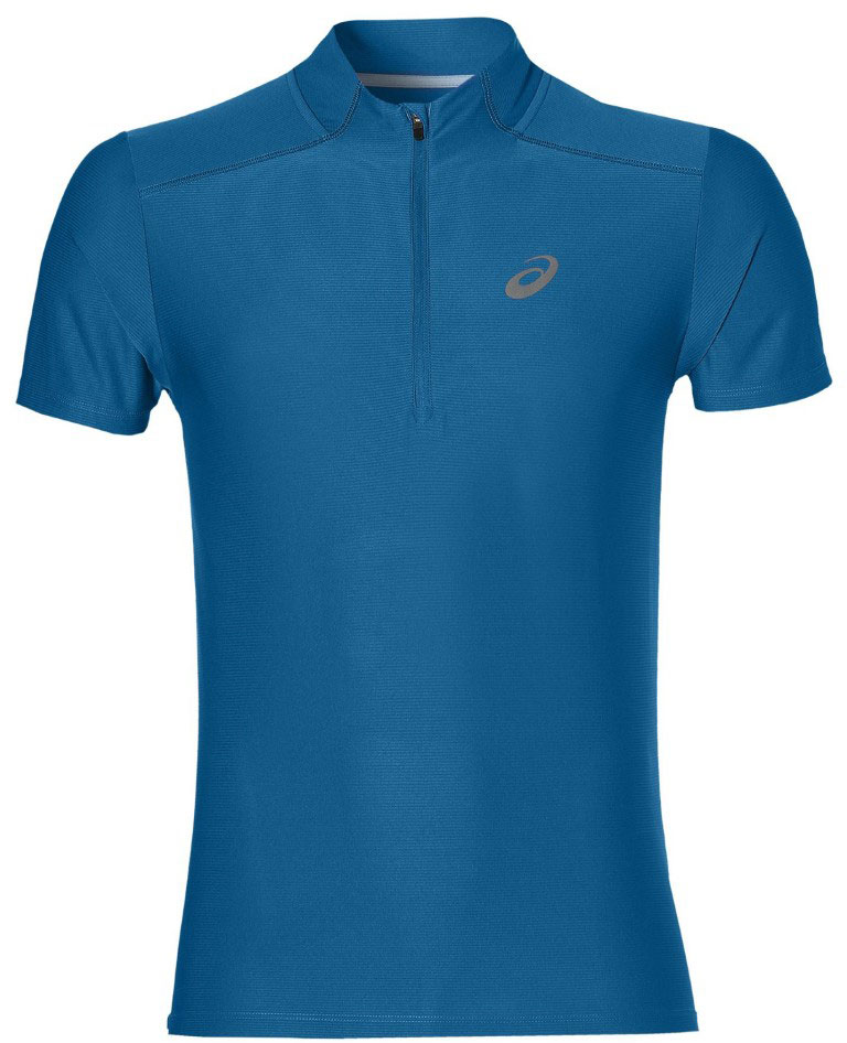 Футболка для бега мужская Asics Ss 1/2 Zip Top, цвет: синий. 134087-8154. Размер XXL (54/56)134087-8154 Футболка для бега мужская Asics Ss 1/2 Zip Top, цвет: синий. 134087-8154. Размер XXL (54/56)134087-8154Мужская футболка для бега Asics Ss 1/2 Zip Top с коротким рукавом выполнен из мягкой, удобной и дышащей ткани. В ней вам будет комфортно бежать любую дистанцию, будь то пятикилометровка или марафон. Ворот на молнии позволяет регулировать приток воздуха. Легкий трикотаж избавит вас от излишней тяжести, а бесшовная конструкция — от досадного натирания на длинной дистанции. На плечах имеется стильный рисунок и светоотражающий логотип ASICS.