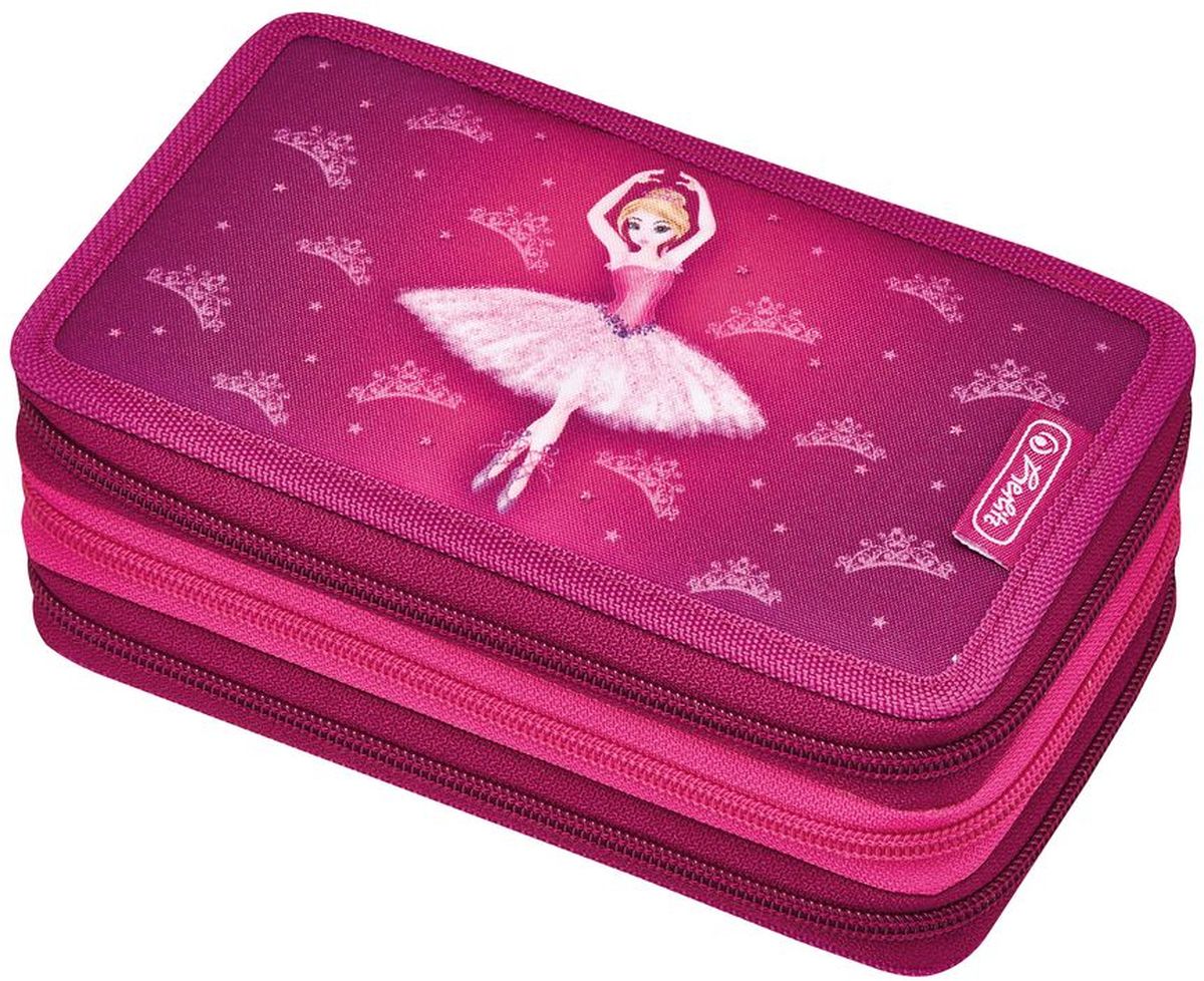 Herlitz Пенал Ballerina с наполнением 31 предмет50008537 Herlitz Пенал Ballerina с наполнением 31 предмет50008537Пенал с наполнением Herlitz Ballerina состоит из трех отделений с молниями.В комплект входит 31 предмет: 8 карандашей, 14 фломастеров, ручка, линейка, 2 угольника, точилка, ластик, 2 чернографитных карандаша, трафарет.