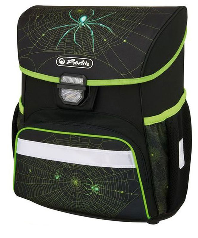 Herlitz Ранец школьный для мальчика Loop Plus Spider с наполнением цвет черный зеленый