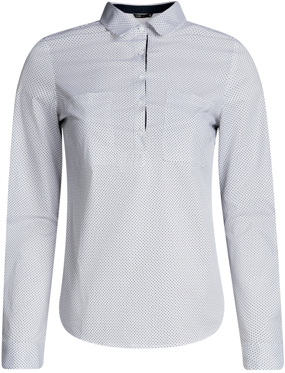 Рубашка женская oodji Ultra, цвет: белый, черный. 11403222B/42468/1229D. Размер 36-170 (42-170)