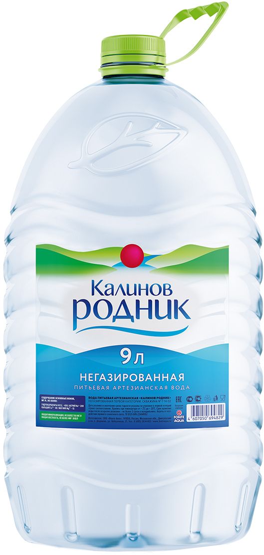 Калинов Родник питьевая артезианская негазированная вода, 9 л липецкий бювет вода питьевая артезианская негазированная 2 шт по 5 л