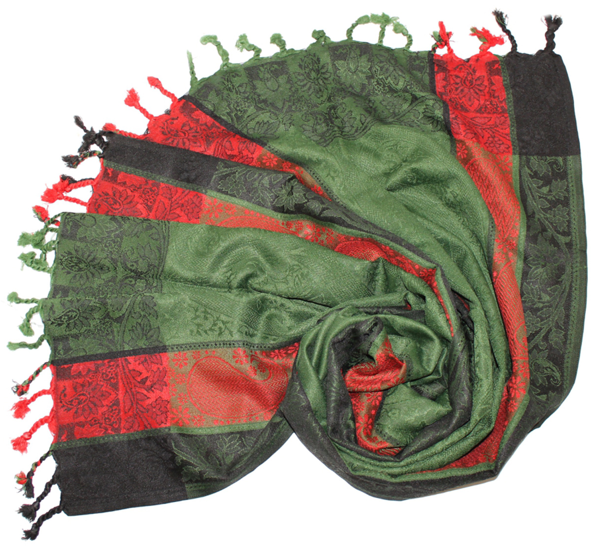 Палантин Ethnica, цвет: зеленый, красный. 661075н. Размер 70 см х 180 см