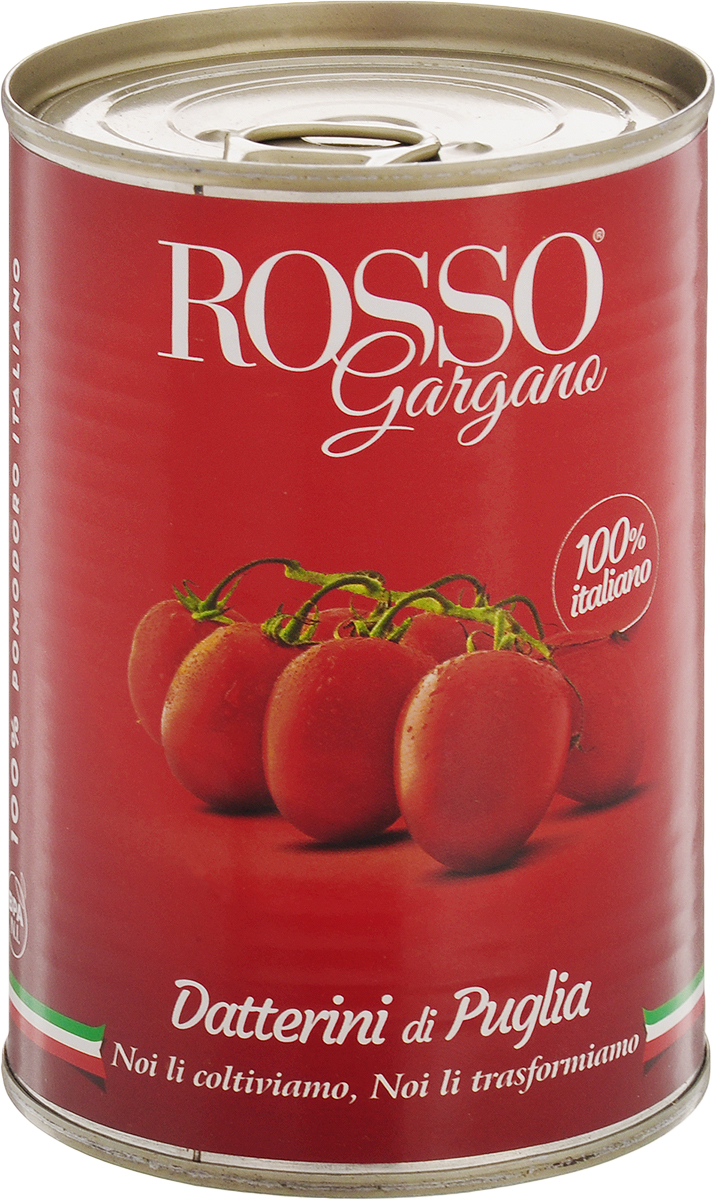 Rosso Gargano томаты целые в собственном соку, 400 г8033837720430 Rosso Gargano томаты целые в собственном соку, 400 г8033837720430Томаты сразу после сбора проходят специальную обработку для того, чтобы сохранить свою форму, свежесть, вкусовые качества и аромат. Томаты Rosso Gargano насыщенно-красного цвета, помещены в томатный сок, с приятным мягким вкусом.