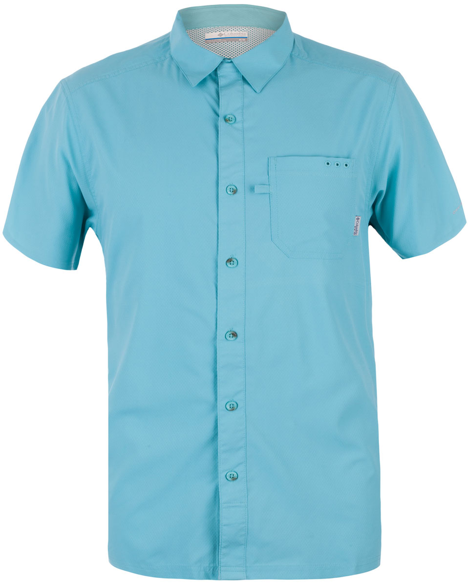 Рубашка мужская Columbia Slack Tide Camp Shirt, цвет: бирюзовый. 1577051-909. Размер XXL (56/58)1577051-909 Рубашка мужская Columbia Slack Tide Camp Shirt, цвет: бирюзовый. 1577051-909. Размер XXL (56/58)1577051-909Мужская рубашка Columbia с коротким рукавом выполнена из синтетического быстросохнущего материала. Изделие прямого кроя, имеется нагрудный накладной карман. Технология Omni-Wick быстро впитает влагу и отведет ее от тела, а технология Omni-Sahde UPF 50 защищает от UV лучей. Прекрасный вариант для активного отдыха в жаркое время года.