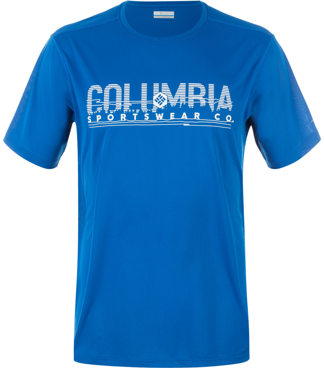 Футболка мужская Columbia Tech Trek Graphic SS Shirt T-shirt, цвет: синий. 1711801-438. Размер M (46/48)1711801-438 Футболка мужская Columbia Tech Trek Graphic SS Shirt T-shirt, цвет: синий. 1711801-438. Размер M (46/48)1711801-438Мужская футболка Columbia изготовлена из высококачественного быстросохнущего полиэстера. Футболка с круглым вырезом горловины и короткими рукавами незаменима для занятий спортом. Крупный принт на груди придает изделию оригинальность.