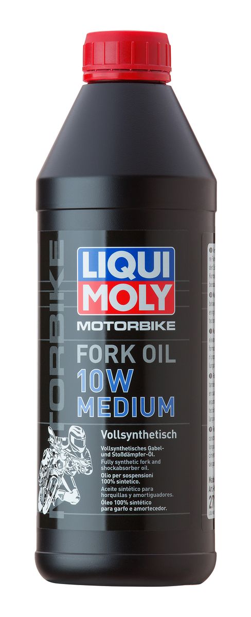 Масло для вилок и амортизаторов Liqui Moly Motorbike Fork Oil Medium, синтетическое, 10W, 1 л2715 Масло для вилок и амортизаторов Liqui Moly Motorbike Fork Oil Medium, синтетическое, 10W, 1 л2715Масло для вилок и амортизаторов Liqui Moly Motorbike Fork Oil Medium - 100% ПАО-синтетическое масло для использования в качестве демпфирующей жидкости в гидравлических амортизаторах большинства мотоциклов и другой мототехники. Оптимально для использования в подвесках шоссейных мотоциклов и спортбайков, согласно рекомендациям производителей. Препятствует вспениванию, облегчает ход вилки, снижает износ. Обеспечивает плавный ход и отличную амортизацию. Повышает безопасность езды.