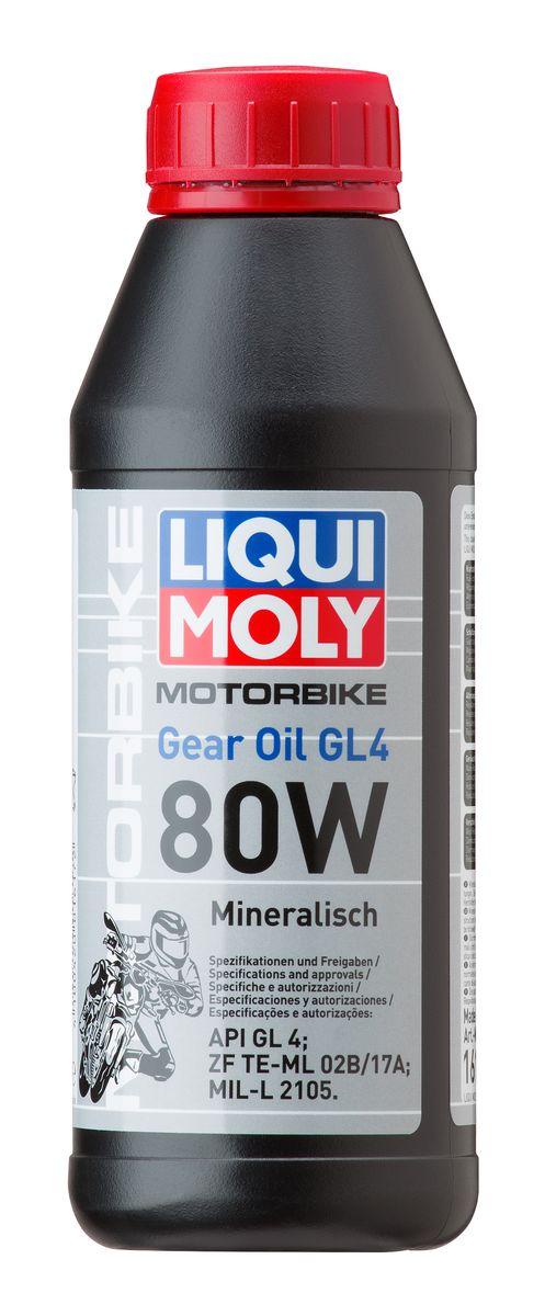Масло трансмиссионное Liqui Moly Motorbike Gear Oil, минеральное, 80W, GL-4, 500 мл7587 Масло трансмиссионное Liqui Moly Motorbike Gear Oil, минеральное, 80W, GL-4, 500 мл7587Масло трансмиссионное Liqui Moly Motorbike Gear Oil - минеральное трансмиссионное масло для коробок передач и редукторов малокубатурной мотоциклетной техники. Всесезонное. Для стандартных условий эксплуатации, в том числе при отрицательных температурах. Снижает трение, износ. Способствует экономии топлива. Оптимально для сервисного использования. Для стандартных интервалов замены. Минеральная базовая основа и современные присадки гарантируют надежность эксплуатации средне- и сильно нагруженных агрегатов трансмиссии мототехники, стойкость масляной пленки, совместимость с деталями из цветных металлов и фрикционами сцепления. Масло облегчает переключение передач. Увеличивает ресурс агрегатов, поддерживает детали в чистоте. Особенности: - Низкое сопротивление вращению, энергосберегающие свойства- Восприятие ударных нагрузок- Высокая смазывающая способность- Устойчивость к старению- Чистота агрегатов- Стабильность при высоких температурах- Совместимость с фрикционами и деталями из цветных металловДопуск: -API: GL-4-MIL-L: 2105 D-ZF: TE-ML 02B/TE-ML 17A