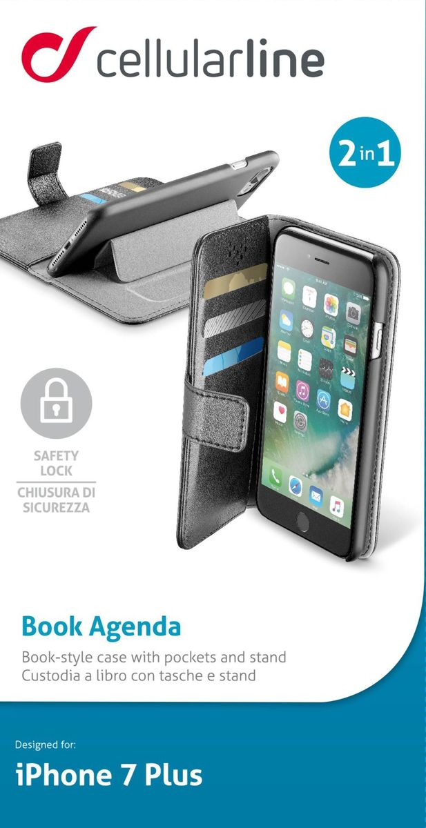 Cellular Line Book чехол для iPhone 7 Plus/8 Plus, Black, с карманами