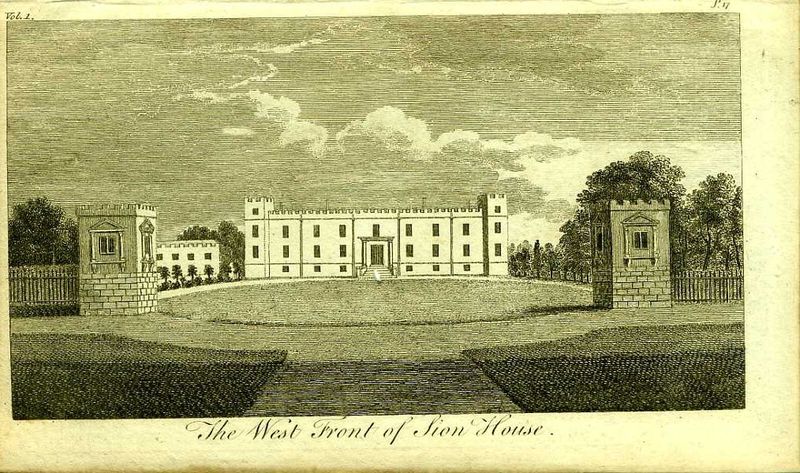 Англия. Западный фасад Сайон-хауса в Лондоне. Резцовая гравюра. Англия, Лондон, 1776 год