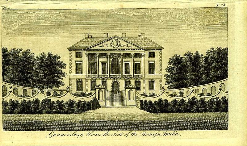 Англия. Гансбери-хаус, резиденция принцессы Амелии. Резцовая гравюра. Англия, Лондон, 1776 год