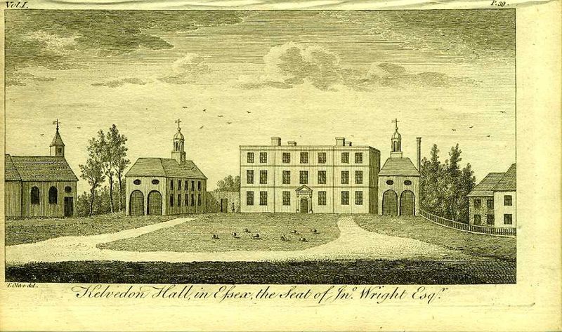 Англия. Кельведон Холл в Эссексе, поместье Райта. Резцовая гравюра. Англия, Лондон, 1776 год