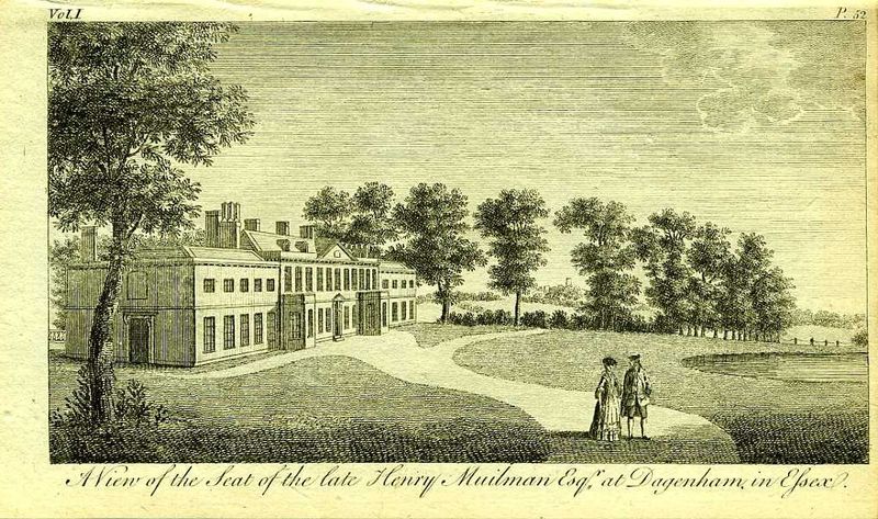 Англия. Поместье Генри Муилмана в Дагенхеме в Эссексе. Резцовая гравюра. Англия, Лондон, 1776 год