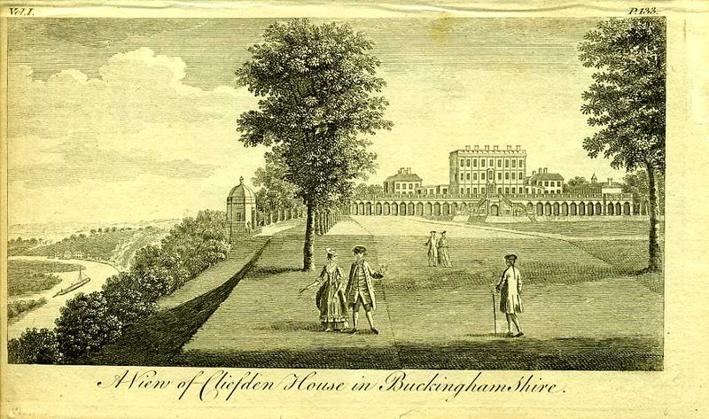 Англия. Клифден-хаус в графстве Бакингемшир. Резцовая гравюра. Англия, Лондон, 1776 год